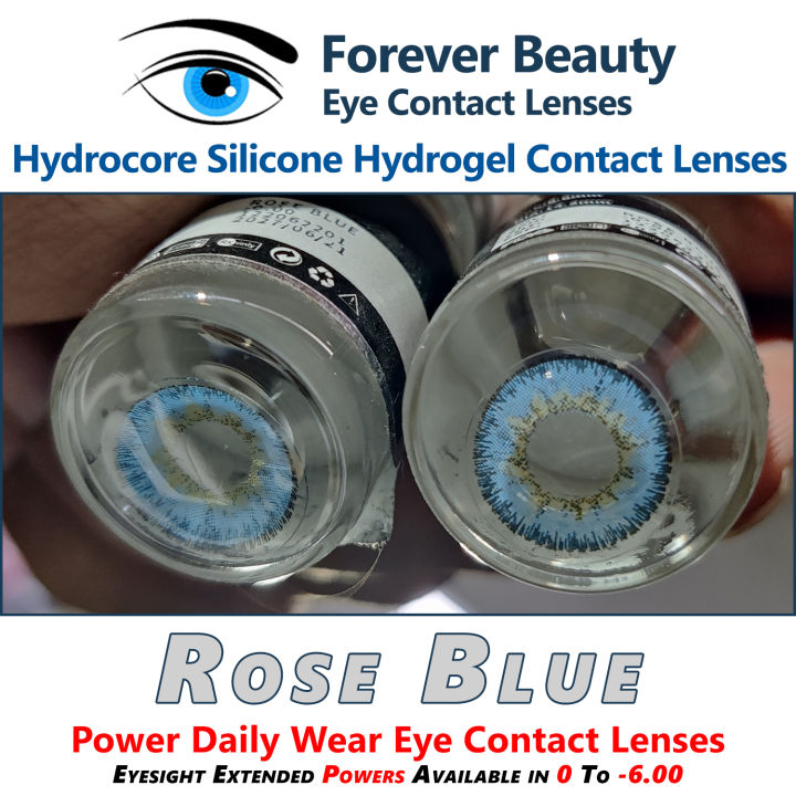 Rose Blue Eyesight Extended Power Contact Lenses Cosmetic Colored Eye Contact Lenses Forever Beauty / Disposable Lenses / Lense, Eye Lense / Color Lense / Eye Lenses For Girls Women Men
