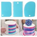 3 Pcs Set Plastic Dough Bench Scraper Cake Cutter, Chopper, Smoother Icing Fondant Cake Decorating Pastry Baking Tool. 