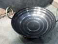 HAND MADE BLACK IRON KARAHI WITH GOLEN HANDLE HEAVY WEIGHT TOTALLY HAND MADE LIFETIME USEING BEST FOR MAKING SHANWARI KARAHI MUTTON KARAHI  CHICKEN KARAHI  FRYING SAMOSA FISH AND MANY MORE ITEMS  1. 