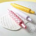 Plastic Flower Heart Embossing Rolling Pin DIY Cookies Fondant Cake Dough Roller. 