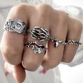 Retro Ring Unique Fashion Exaggerated Punk Ring 5PCS Set Men's Ring for Goth Jewelry Gift-giving Streetwear Fashionistas Punk Enthusiasts Accessorizing. 