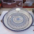 Imperial Melamine Elegant Cake Platter with Acrylic Lid and Lifter Spatula Size 12 inches. 