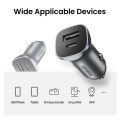 UGREEN USB C Car Charger 40W 36W PPS Aluminum Alloy iPhone Fast Car Charger Adapter PD&QC 3.0 Dual Port Blue LED Compatible with iPhone 16 15 Pro X SE, Galaxy S25 S24 Note20 iPad Pro. 