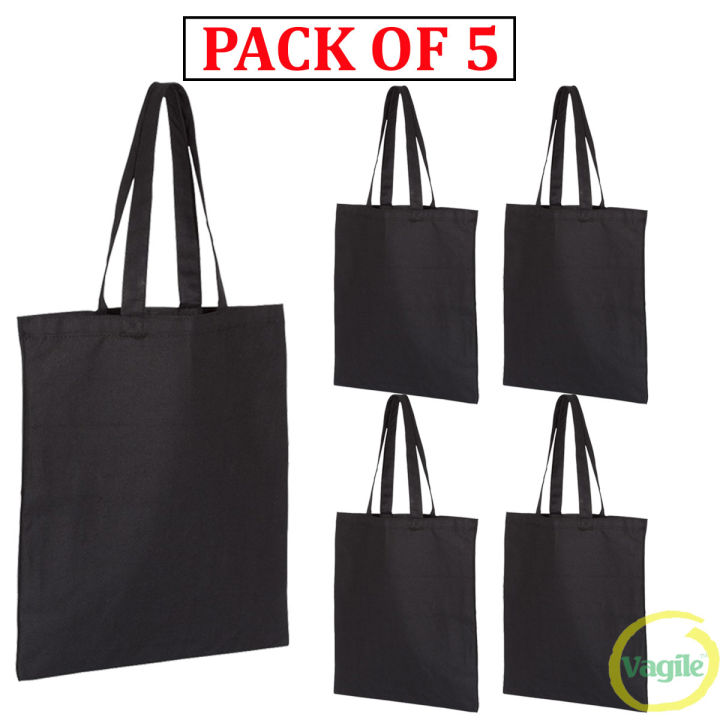 Vagile%20Pack%20of%205%20Cotton%20Tote%20shopping%20Bags%20for%20Womens%20Plain%20Eco%20Friendly%2038cm%20x%2042cm%20quality%20craft%20party%20Bags%20for%20Girls%20-%20Image%202
