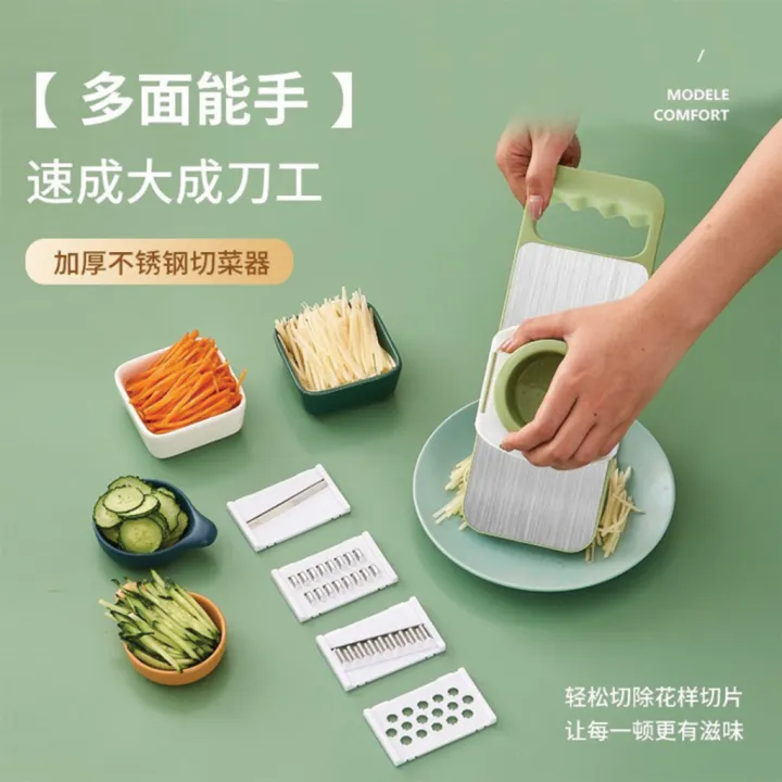 Kitchen 5 In 1 Stainless Steel Safe Multifunctional Manual Vegetable Slicer Cutter Potato Shredders Garlic Carrot Grater Chopper