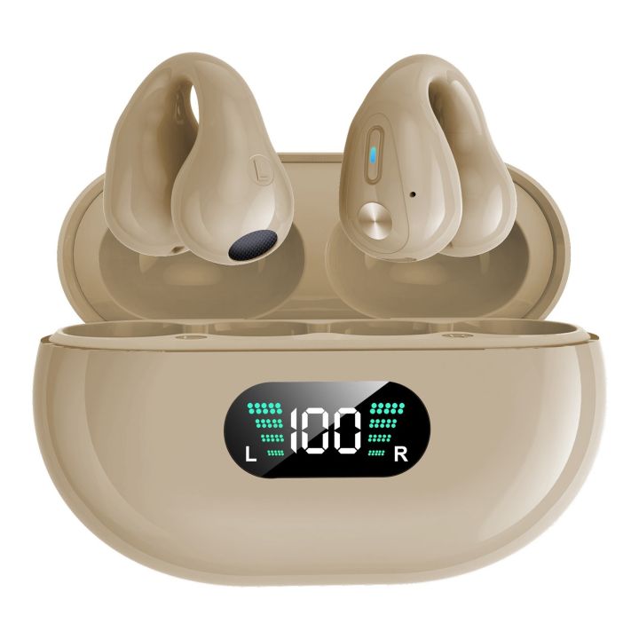 YYK-Q80 Wireless Earbuds Headphones with Earhooks Built-in 350mAh Battery Clip-on Earphone BT5.3 Headset with HiFi Stereo