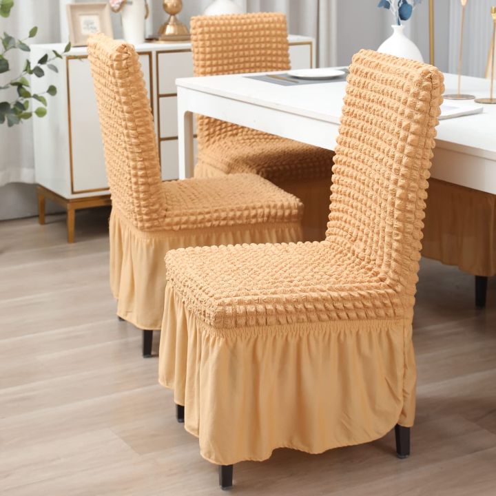 The Royal Bedding Chair cover Frilled Dining Chair Cover Protect Expensive Furniture best for home décor Pack Of 4 and 6