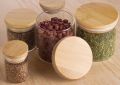 200ml Small Clear Glass Jar with Bamboo Silicone Sealed Lid (6 Pack) Nuts Spice or Kitchen Storage. 