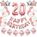 20Th Happy Birthday Party Decorations Kit - Happy Birthday Balloon Banner, Number "20" Balloon Mylar F, Rose aurum. 