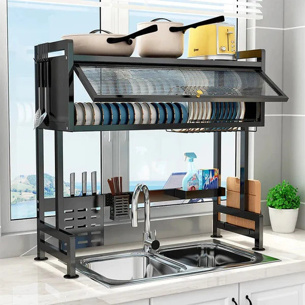 Dazzio.pk - Premium Quality Matte Black Double Decker Dishrack - Plate ...