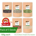 Chia Seeds / Sunflower Seeds / Pumpkin Seeds / Flax Seeds / Seasame Seeds 100g each (Pack of 5 Seeds). 