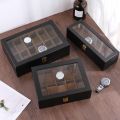 6/10/12 Slot Black PU Leather Watch Storage Box. 
