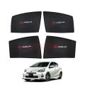 TOYOTA AQUA SUN SHADES LOGO / WINDOW CURTAINS / BLINDS (DARK) BLACK 4PCS. 