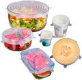 6Pcs Bowl Vegetable Fruits Lid Silicone Plastic Wrap Cover. 