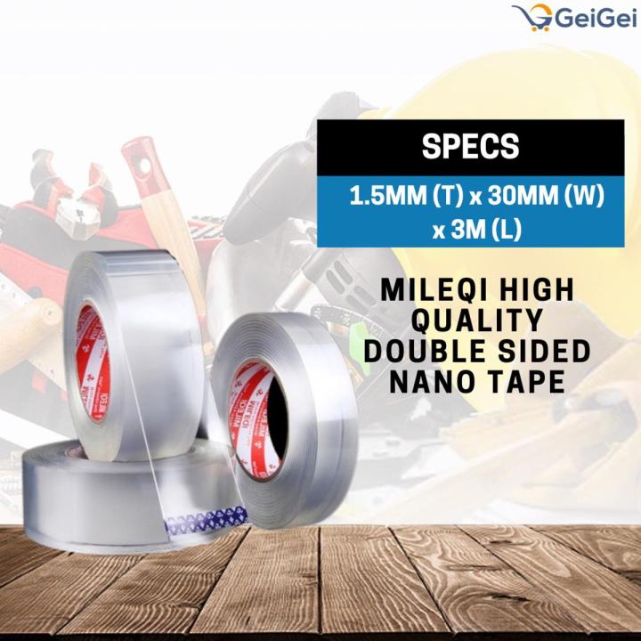 Mileqi 1.5MM (T) x 30MM (W) x 3M (L) High Quality Double Sided Nano Tape