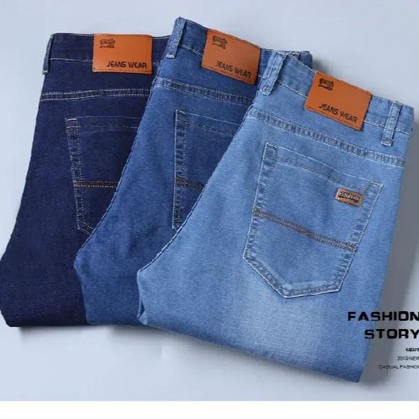 Men's Casual Stretch Denim Jeans Classic Fit Fashion Denim Trousers Multi-Shade Blue Jeans Wear