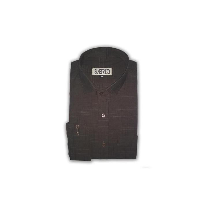 Dark Brown Cotton Formal Shirt For Men