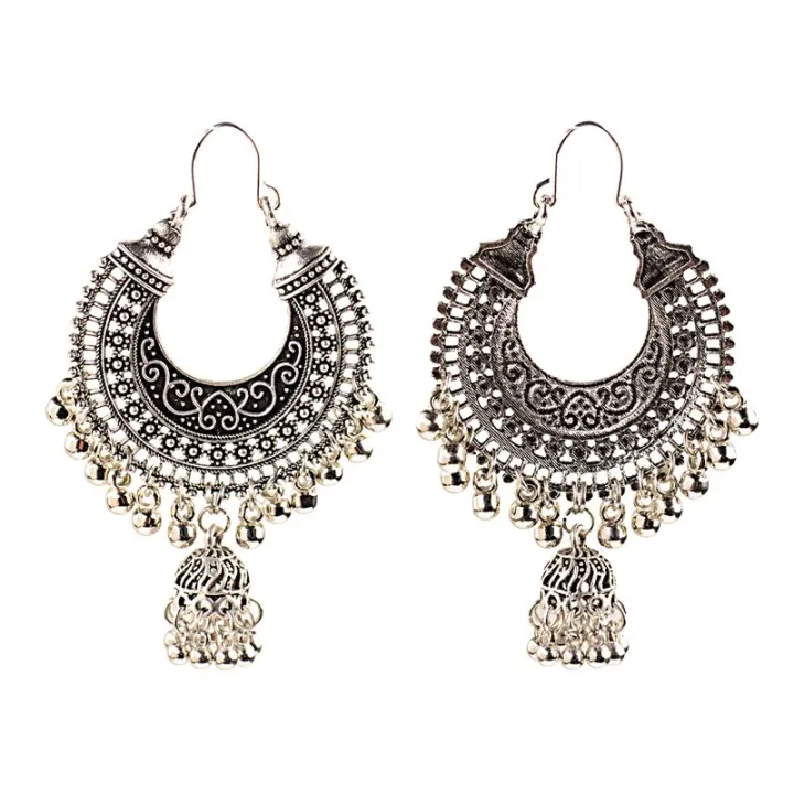 Vintage%20Ethnic%20Gypsy%20Indian%20Earrings%20For%20Women%20Boho%20Jewelry%20Ladies%20Retro%20Round%20Bell%20Tassel%20Hollow%20Tassel%20Jhumka%20Earrings%202020%20-%20Image%204