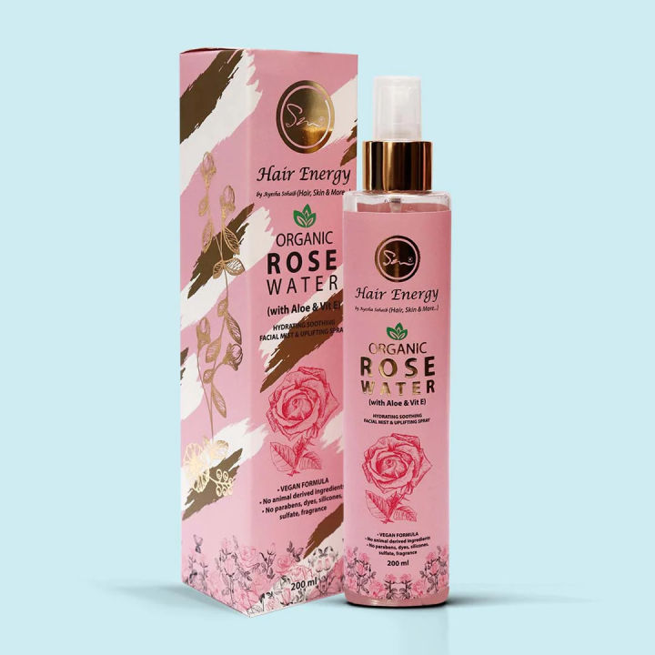 HAIR ENERGY ORGANIC ROSE WATER 200ml- ROSE WATER WITH ALOE & VITAMIN E.