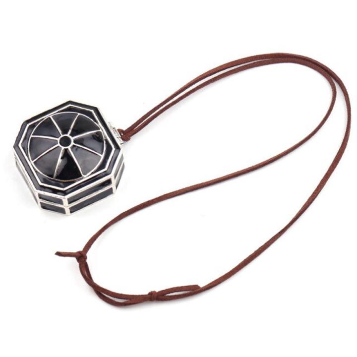 Pirates Of The Caribbean Compass Jewelry Vintage Locket Jack Pendants Men Rope Long Black Enamel Costume Necklace