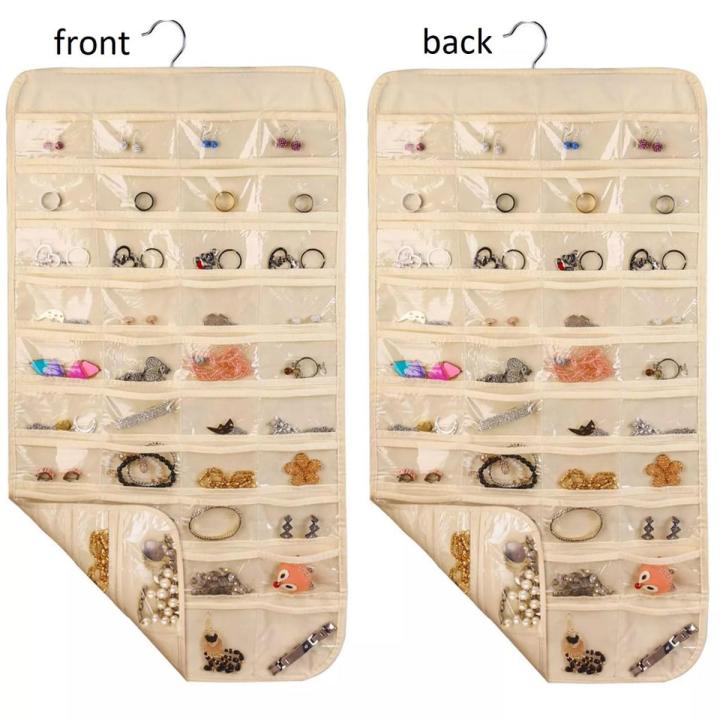 Jewelry Organizer 80 Pocket Jewelry Organizer Closet Organizer Hanging Storage Double Sided Jewelry Organizer hanging Jewelry Organizer Pockets Hanger Hanging Jewelry Organizer