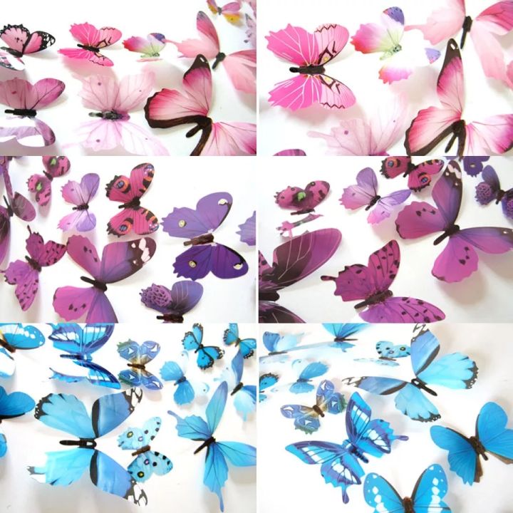 12%20pcs%20PVC%203d%20Butterflies%20Wall%20stickers%20For%20Home%20D%C3%A9cor%20Fridge,%20Doors,%20Walls,%20Kitchen%20-%20Image%207