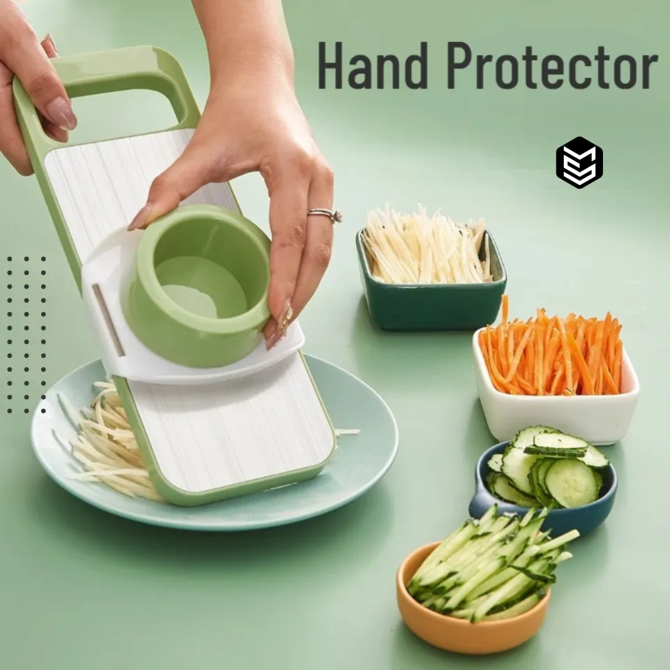 5 in 1 Multifunctional Stainless Steel Vegetable Cutter & Mandoline Slicer, Grater, Interchangeable Blades & Hand Protectors for Quick & Easy Kitchen Prep, Perfect for Onion, Potato, Salad & More – Compact & Efficient Gadget Ramzan Special - Malahim Store