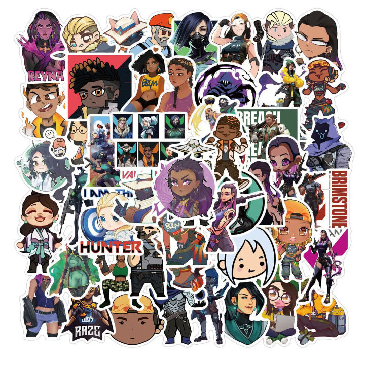 10/30/50PCS Game Valorant Yoru Skye Functional Secure Stationery Sticker Reyna Omen Graffiti School Supplies Fantasy Figurines