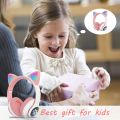 Cat Headphone Zayraz Wireless Cat Headphones Headset Glowing Cat Ear Headphones - Bluetooth Headphones for Kids, Cute Cat Headphones LED Light Up Foldable Headphones for Mobile Phone PC or Laptop  STN Headphone. 