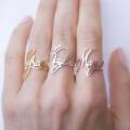 Customized Women's Personalized Name Ring Stainless Steel Adjustable Ring Gold Personalized Famous Brand Family Jewelry Gift. 