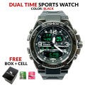 GSTW-300 Sports Fashion Metallic Dial Dual Display Chronograph 20BAR Water Resistant Sports Watch for Men. 