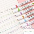Pack of 6 Curve Highlighter Pen Set - Curve Highlighter Set - Tip Pens with 6 Different Curve Shapes Highlighter - Coloured Curve Pens, Graffiti Marker Pen for Writing, Drawing, Schools. 