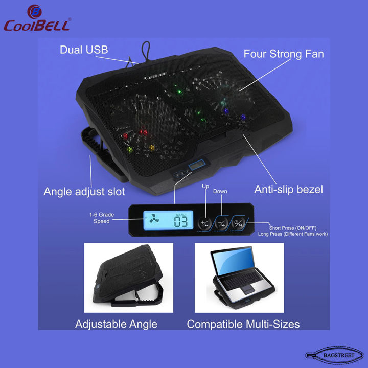 Coolbell%20CB18%20Cooling%20Pad%20For%2014-17%20Inch%20Laptops%20Gaming%20Notebook%20with%202%20large%20Fans%20and%202%20small%20Fans%20USB%20Powered%20Adjustable%20Mounts%20Stand%20with%20LED%20RGB%20Lights%20-%20Image%208