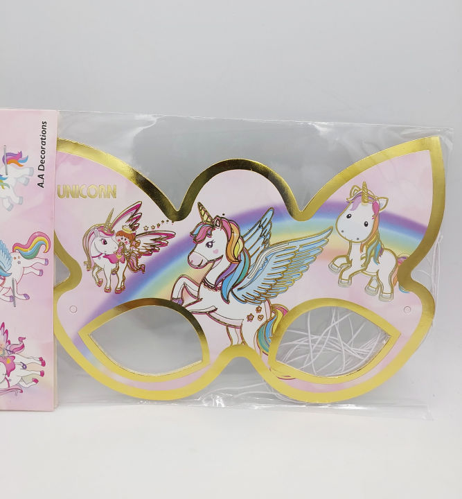 UNICORN THEME FANCY PARTY PAPER MASKS ( PACK OF 6 MASKS )