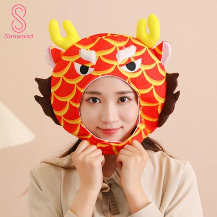 Warm Chinese Dragon Hat Soft Warm Chinese Dragon Plush Hat for Cosplay New Year Costume Chinese Dragon Hat