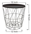 METAL WIRE REMOVABLE WOOD TOP FOLDABLE ROUND COFFEE SIDE TABLE STORAGE BASKET ONE PICE. 