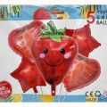 STRAWBERRY FOIL BALLOON SET - PACK OF 5 FOIL BALLOONS - STRAWBERRY THEME FOIL BALLOONS. 