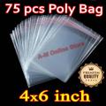 Bundle of 75 (4 X 6 Inch) Resealable Cellophane/ BOPP /OPP Cello Poly Transparent Plastic Bags For Storage Self Adhesive Polythene Peel + Seal Bags For Packing Jewelry, Stationery, Accessories , Chamak Theli.. 