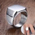 Solid Stainless Steel Men's Stamp Ring Wedding brands Signet Fine Jewelry Seal Male Boy Bridal Giftts. 
