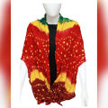 Chunri Dupatta Long Multicolor Cotton Tie and Dye Chunri Traditional Fashion Red Mehndi Green Yellow Crinkle Chunri. 