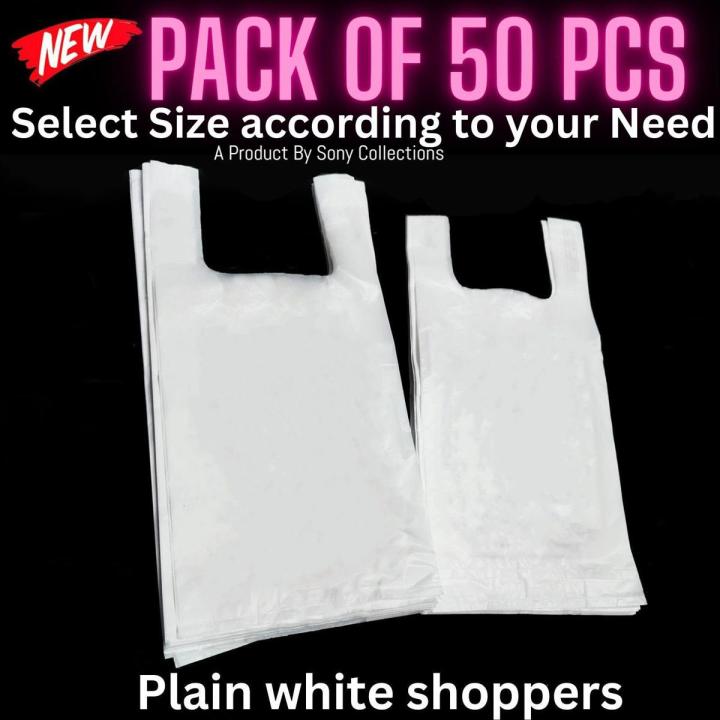 Pack of 50 Biodigradable Plastic Shopping Bags, shoppers , Bags, multiple sizes available plastic shopper