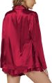 Women's 3 Piece Shamoze Silk Bridal Night suit for women, Shorts and hot cami Set, Silk Sleepwear and Lingerie with Front Open Shirt, Comfortable Bridal Nighty for Women, Hot Sexy Short Nighty for women. 