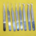Pack of 8pcs Set Diamond Grip Volume Eyelash Extension Tweezers. 