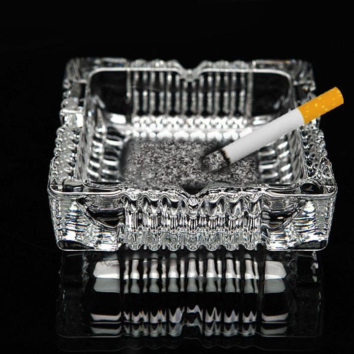 Crystal Heavy Glass Ashtray for Indoor and Outdoor Decorative (Square)