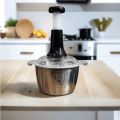 Hand Push Chopper 2L – Stainless Steel Manual Food Processor with 4 Curved Blades | Vegetable & Meat Cutter | Easy-to-Clean Portable Kitchen Chopper. 
