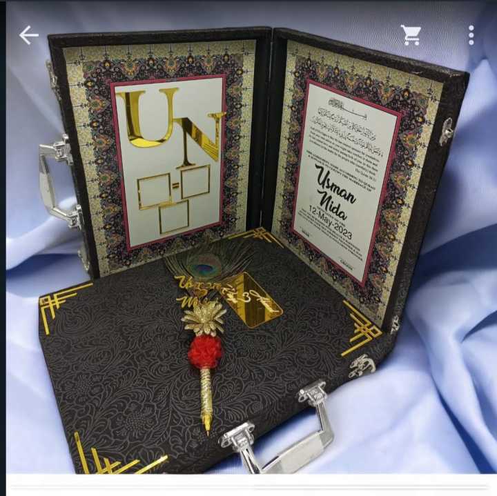 Elegant Nikkah frame thumb & signature with pen I Nikkah Deal
