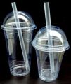 High Quality Disposable Glass WITH Dom Lid for Juice, Slush - 16oz. 