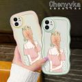 chenyyka For Xiaomi Redmi Note 8 Note 8T Case Cartoon Cute Girl back Lovely Cream Wave Border Soft Clear Shockproof Phone Cases Creative Camera Transparent Casing Simple Silicone Protective Cover. 
