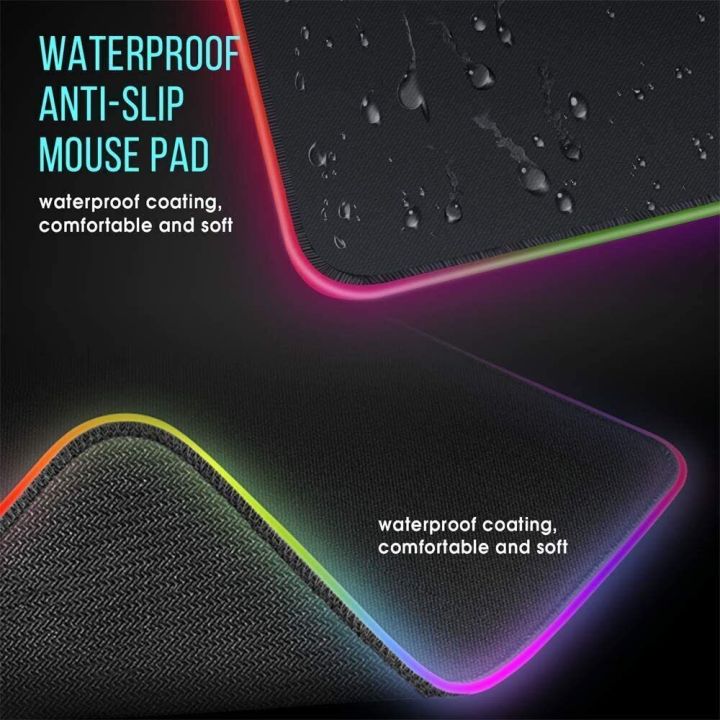 RGB Gaming Mousepad XL Size (800×300×4mm) Soft Cloth Non-Slip Rubber Base With 14 RGB Spectrum Mode For Pro Gamers PC Laptop Setup