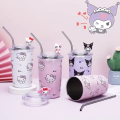 Imported Sanrio Hello Kitty 450ml Kawaii Cups With Lids And Straws Insulated Cup 304 Stainless Steel Coffee Cute Birthday Gift Stainless Steel Water Bottle Tumbler for School Kids and Girls. 